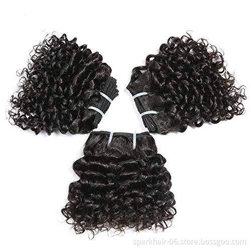 Spark Hair 10A Bouncy Curly kinky curly deep curly Virgin Hair Bundles Short Curly Bob Style Weave Funmi Human Hair Extension